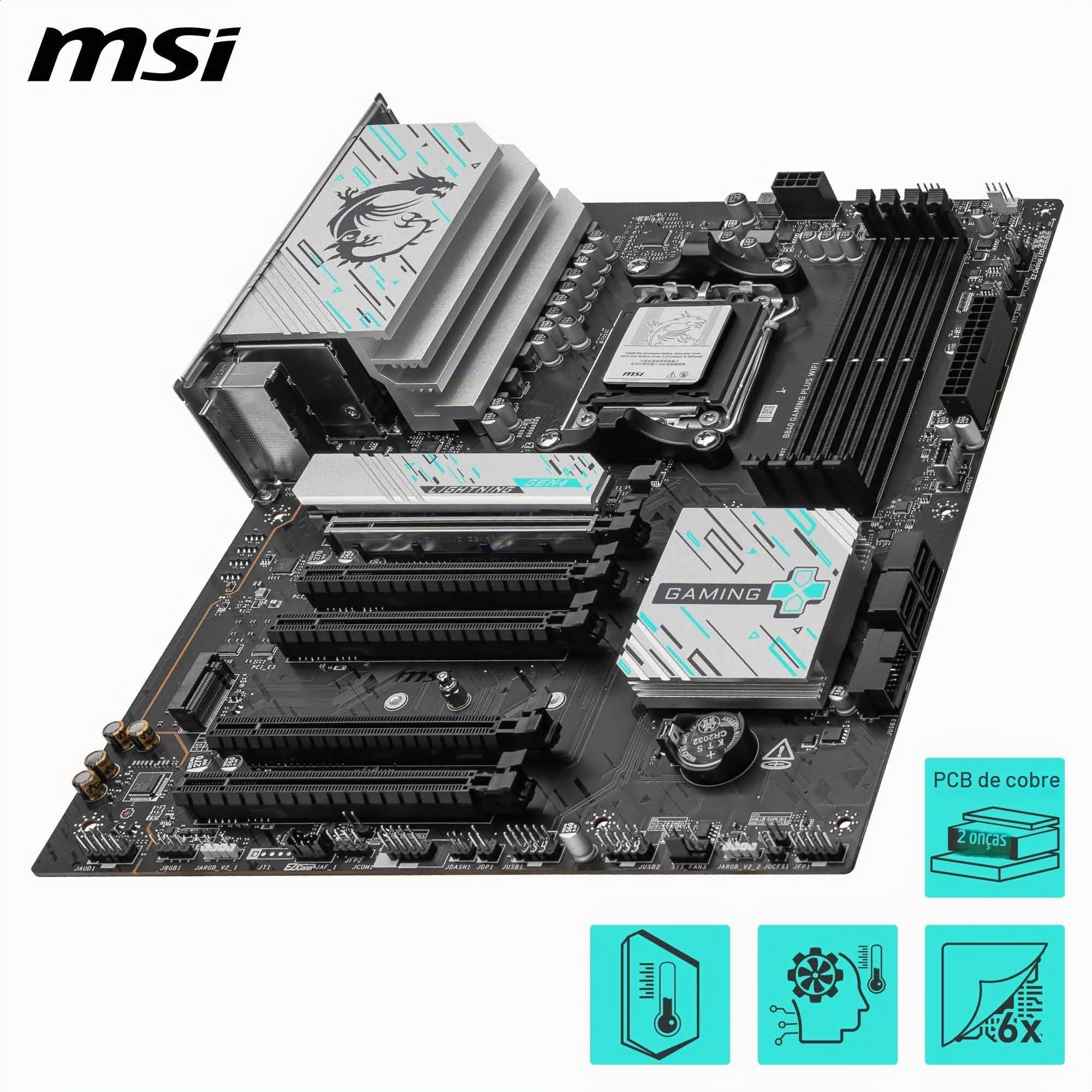 MSI Placa-mãe B840 Gaming Plus WiFi, ATX - Suporta processadores